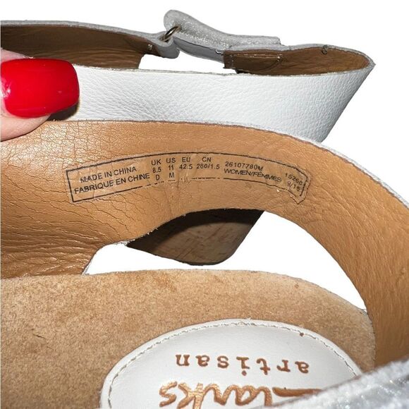 Clarks Artisan Caslynn Shae Wedge Sandal White Nubuk Leather Size 11 - Picture 8 of 8